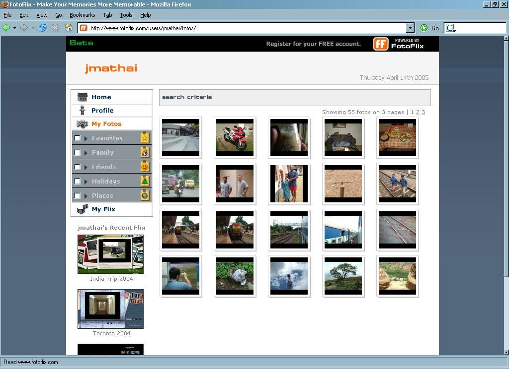 A user’s public facing FotoFlix page.